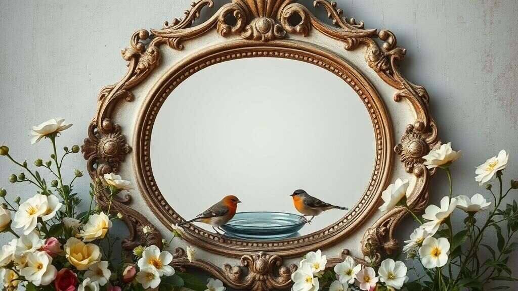 Mirror Frame Bird Bath