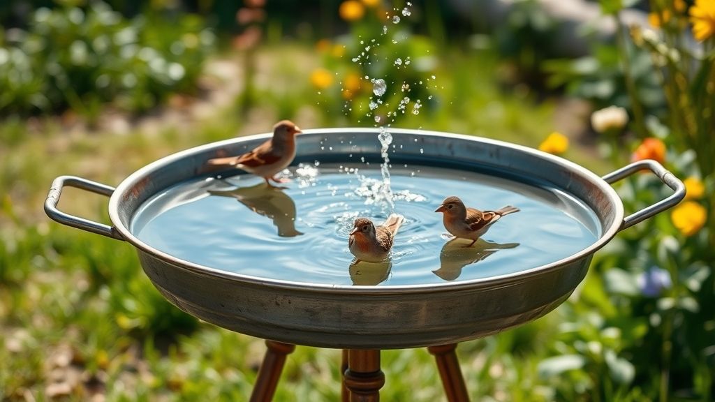 Old Baking Pan Bird Bath