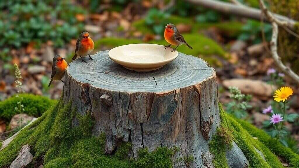 Tree Stump Bird Bath