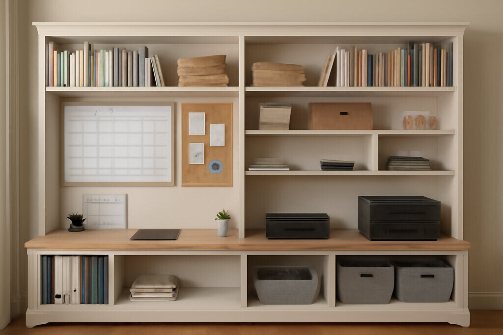 Turn Bookshelves into Home Command Centers